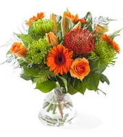 Orange Mixed Bouquet - Exclusive Vase