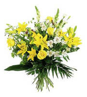 Bouquet of Long Stemmed Flowers Yellow and White Colors