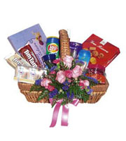 Gourmet Gift Basket with Flowers