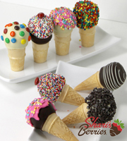 Belgian Chocolate Dipped Ice Cream Cone Cake Pops - 8-piece