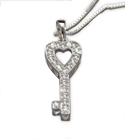 Diamond Accent Sterling Silver Key Pendant