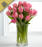 Pink Prelude Tulip Bouquet with FREE Glass Vase